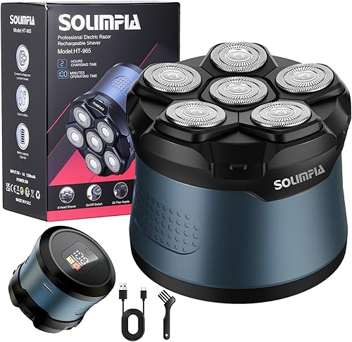 Miniatura 8 de SOLIMPIA Afeitadora de cabeza mejorada para hombres calvos, afeitadora eléctrica magnética para hombres, gran capacidad de batería, pantalla LED