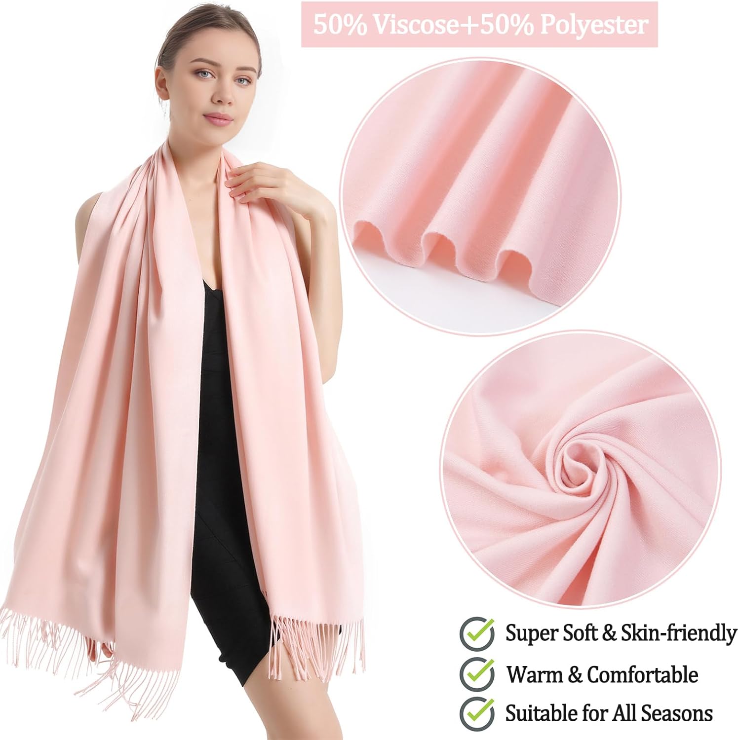 Pashmina Scarf and Shawl - Soft Women Pashminas Wrap for Wedding Evening Party dresses - Image 3