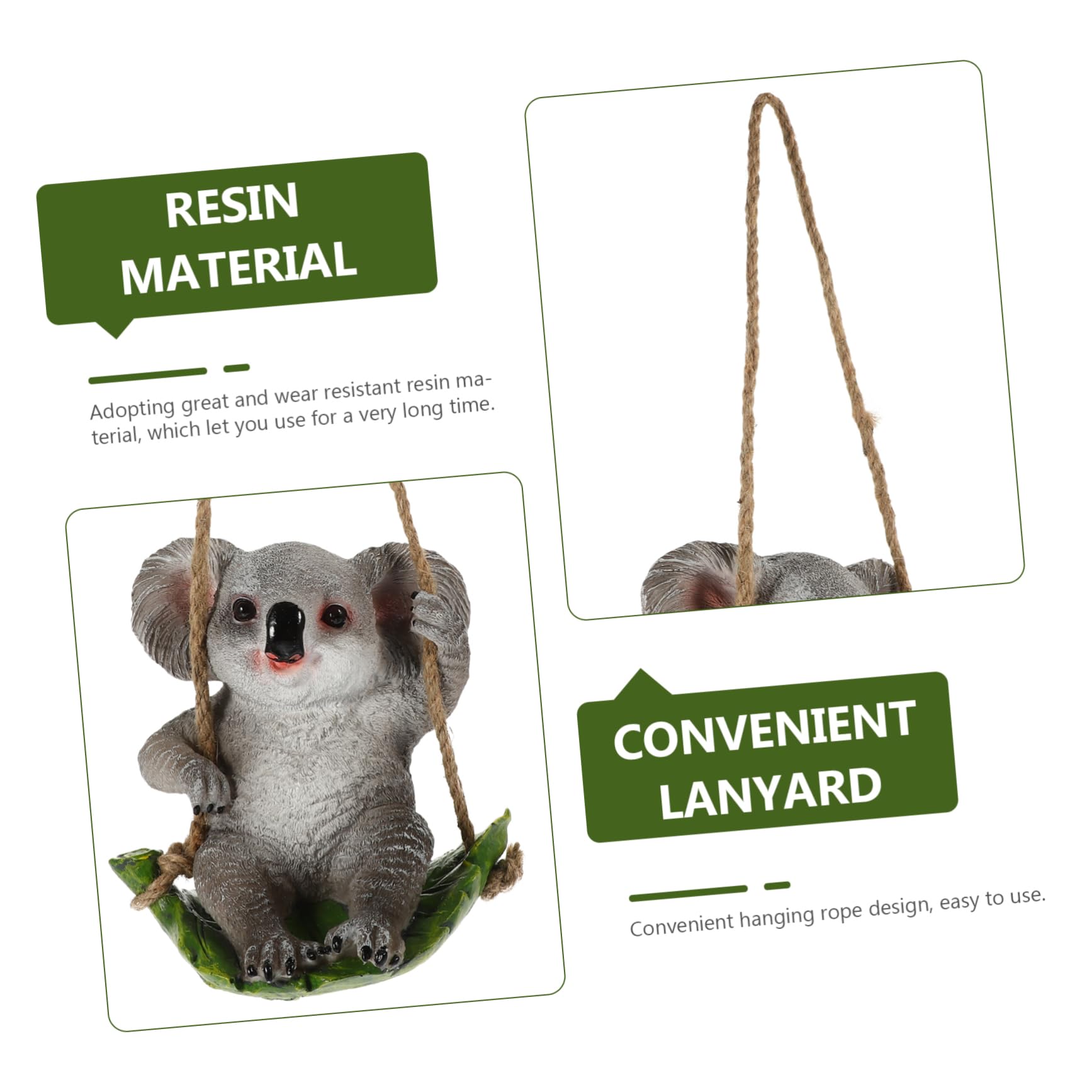 Yardwe Kawaii Koala Statue Dekorative Hängedekoration Aus Widerstandsfähigem Harz Für Garten Balkon Niedliches Ornament Mit Schwingelement Für Außendekoration Für Gartenliebhaber