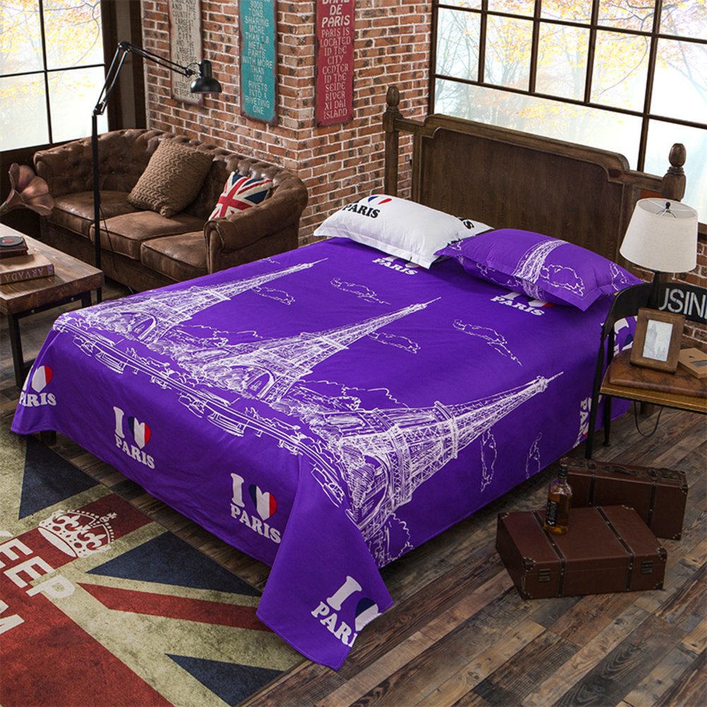 Drap dortoir imprimé 230x230 cm grand drap plat pour lit une ou deux places