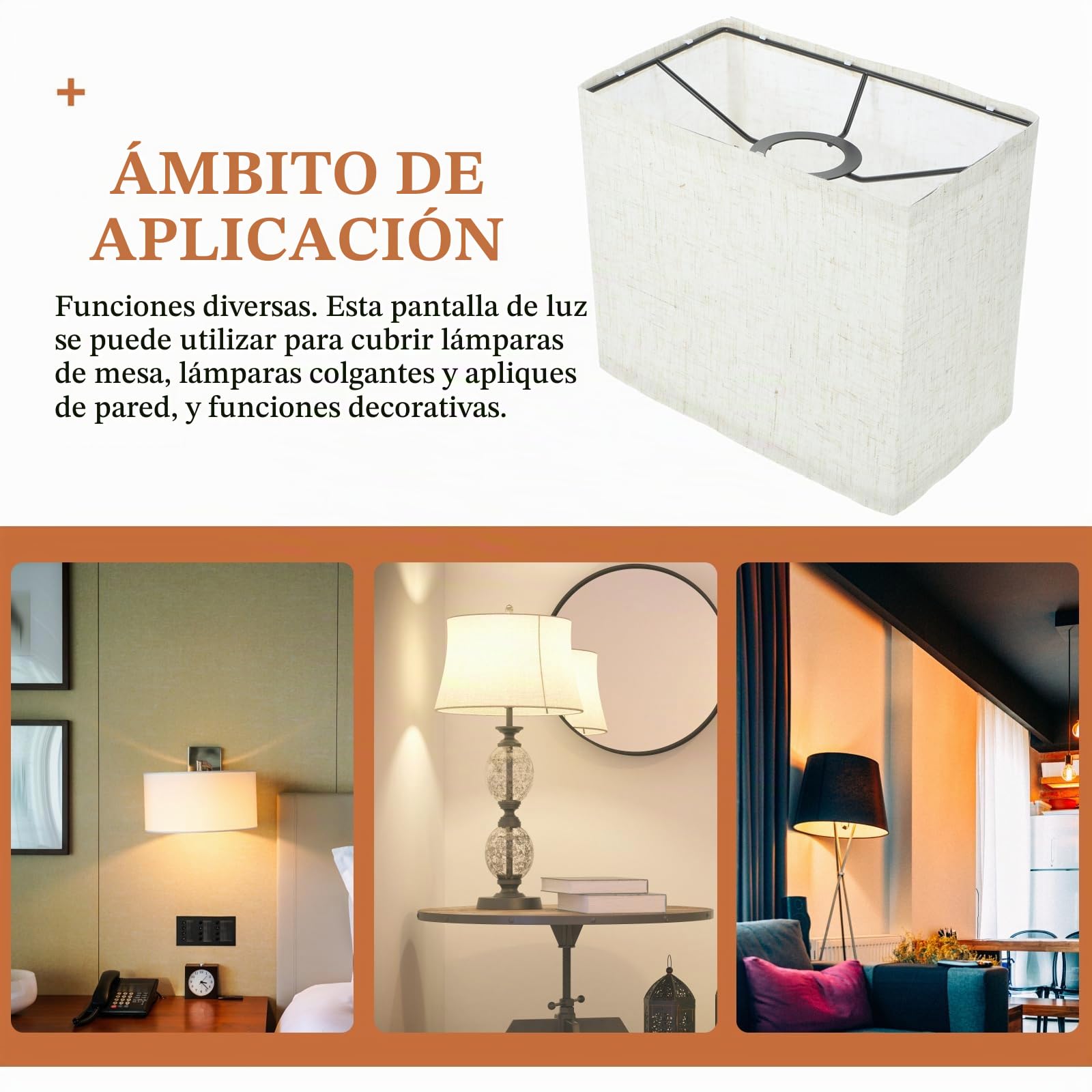 HOMSFOU Pantalla De Lámpara Rectangular Beige De Lino Para Decoración Interior Sombra Para Mesa Y Pie Ideal Para Dormitorio Y Sala De Estar Juego De 2 Piezas