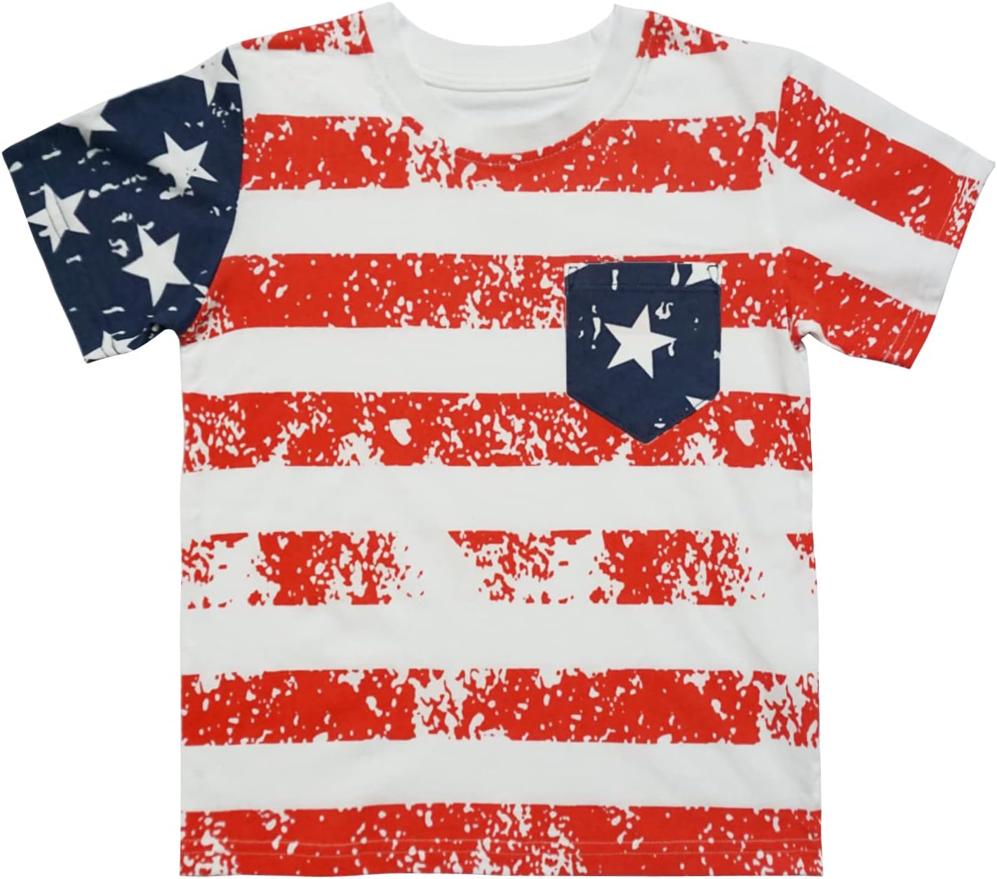 Mrocioa USA American Flag 4th of July Shirt for Boy Girl Kids Stars Stripes Patriotic T-Shirt