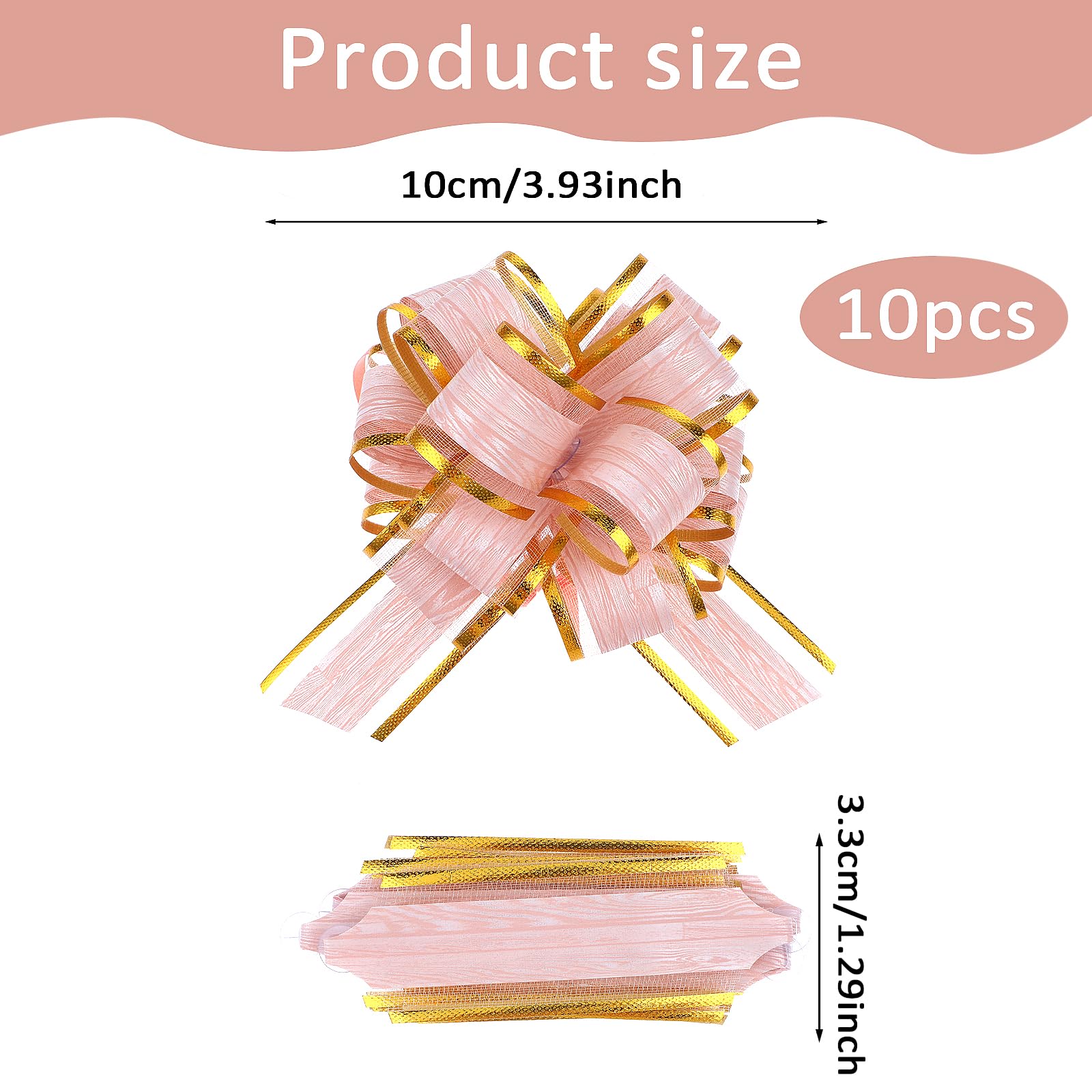 10 Fiocchi Regalo Da Tirare - Fiocchi Rosa Con Nastro Per Pacchi, Matrimoni, Compleanni E Decorazioni - Foto 5