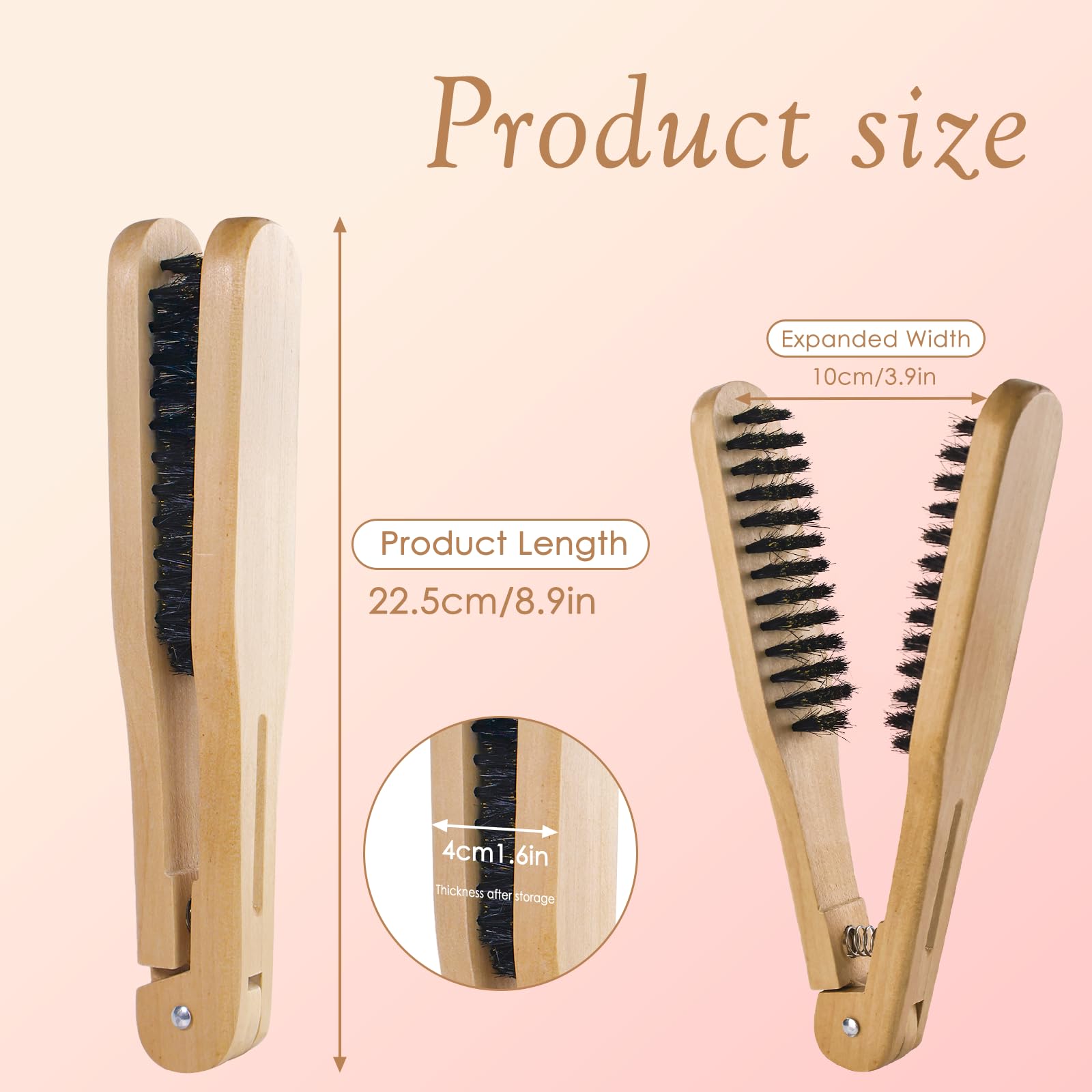 Chazcool Double Sided Bristle Hair Brush, Clamp Hair Brush Use for Smoothing and Straight Hair Styles, Wooden Hair Straightening Brush