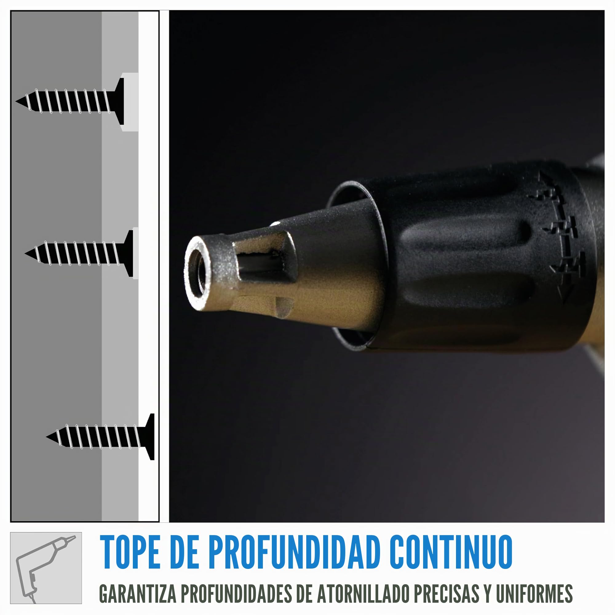 Güde 58132 TBS 710 - Destornillador para paneles de yeso (710 W, engranaje de arranque automático, interruptor de bloqueo para funcionamiento continuo)