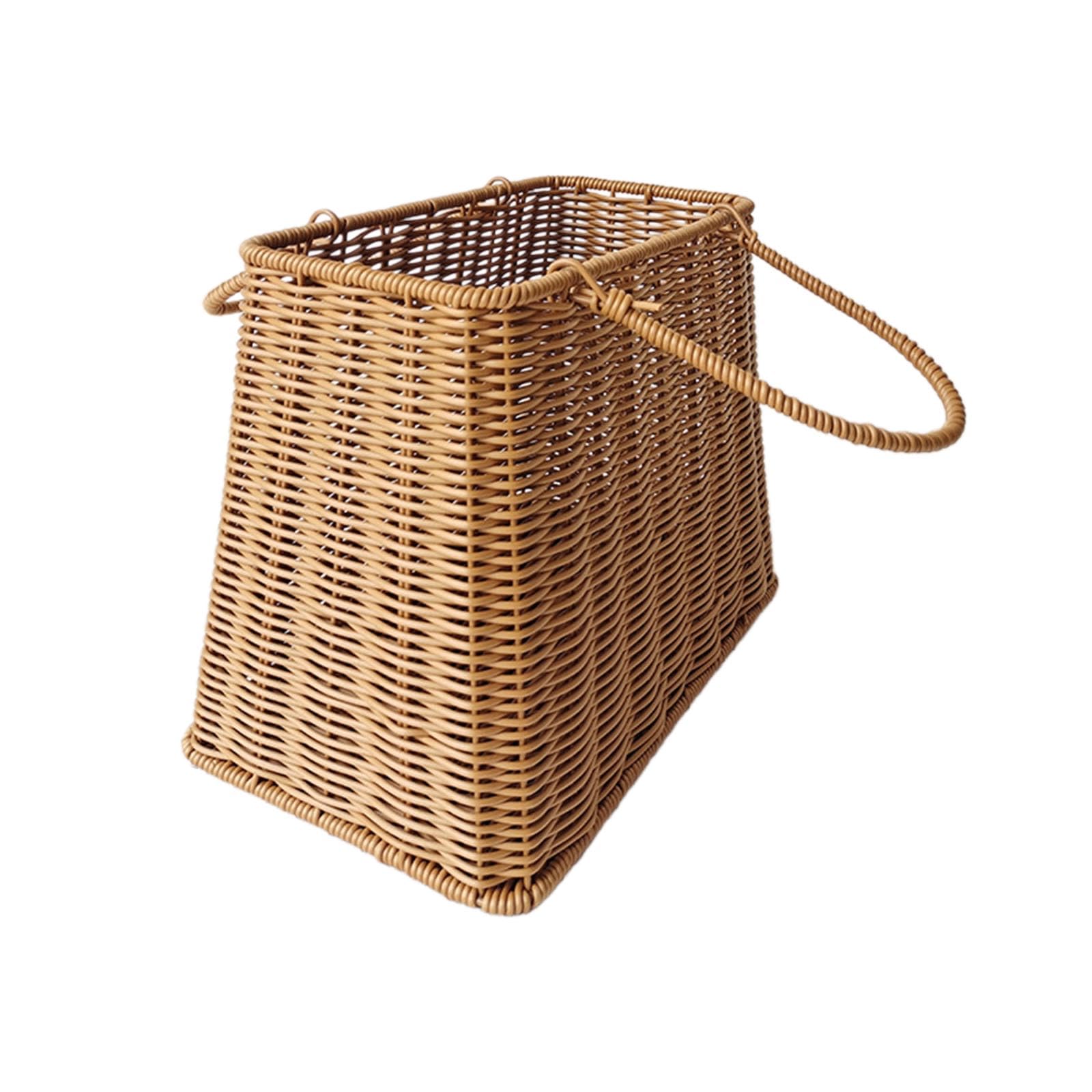Buxuaaaa Kitchen Organization Container Shopping Basket Practical Simulated Rattan Fruit Sundries Basket Storage Woven