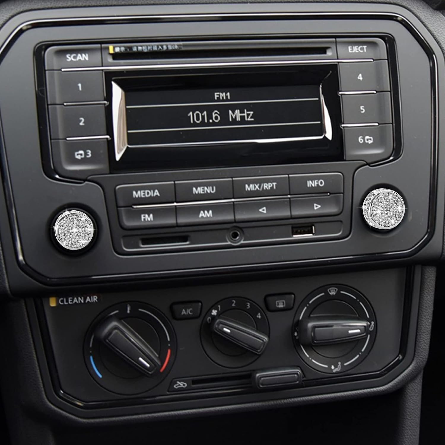 TOMALL Bling Multimedia Knob Cover Compatible with VW Jetta Atlas Tiguan Sound Volume Knob Cover Center Media Volume Switch Radio Audio Control Button Cover Diamond Interior Ring Decorations for Car image 5
