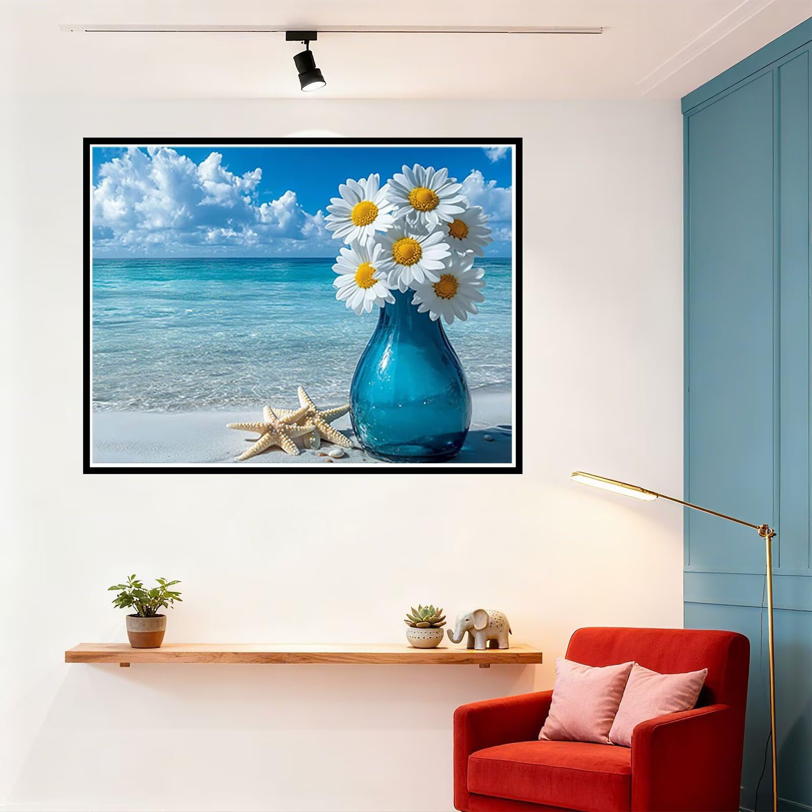 Blume Malen Nach Zahlen Erwachsene Meer Malen Nach Zahlen Kinder ab 7, Set Erwachsene Bastelsachen Kreativ Set für Kinder Geschenke für Männer, Weihnachten Halloween Deko Ohne Rahmen 60x80cm H - 908