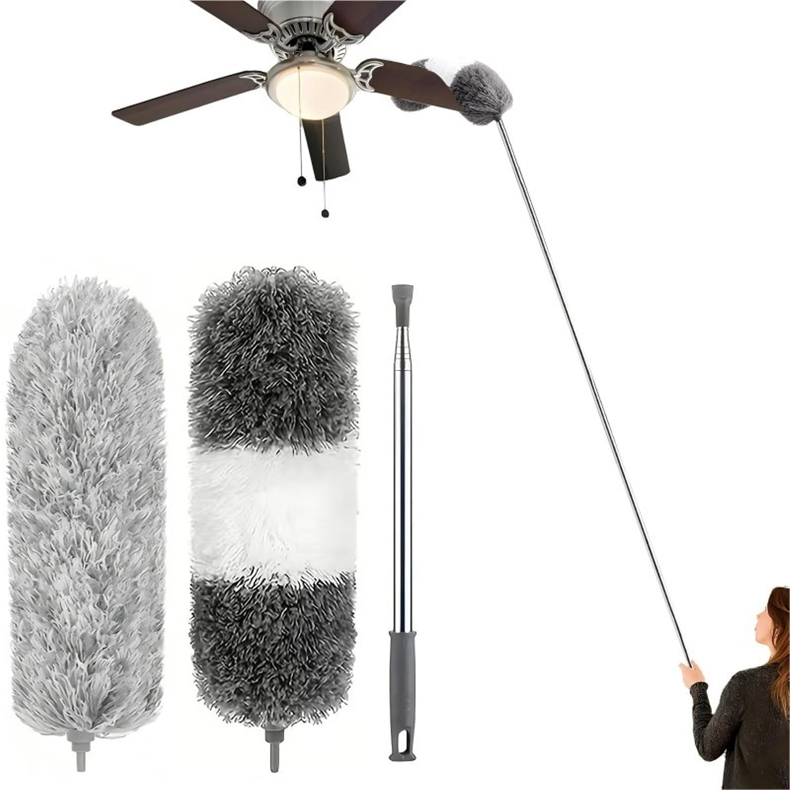 Extendable Dusters For Cleaning Feather Dust For Stretch Cleaning – For Indoor Long With Extension Pole For Ceiling