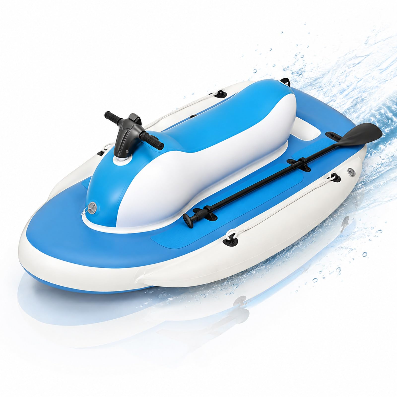 Portable Inflatable Jet Ski with 500W Water Propulsion, 3-in-1 Mini Jet Boat for Adults, Teens & Families, Upgraded Steering Handle, Paddle & Dive Kit for Lakes, Pools & Coastal Adventures Unpowered
