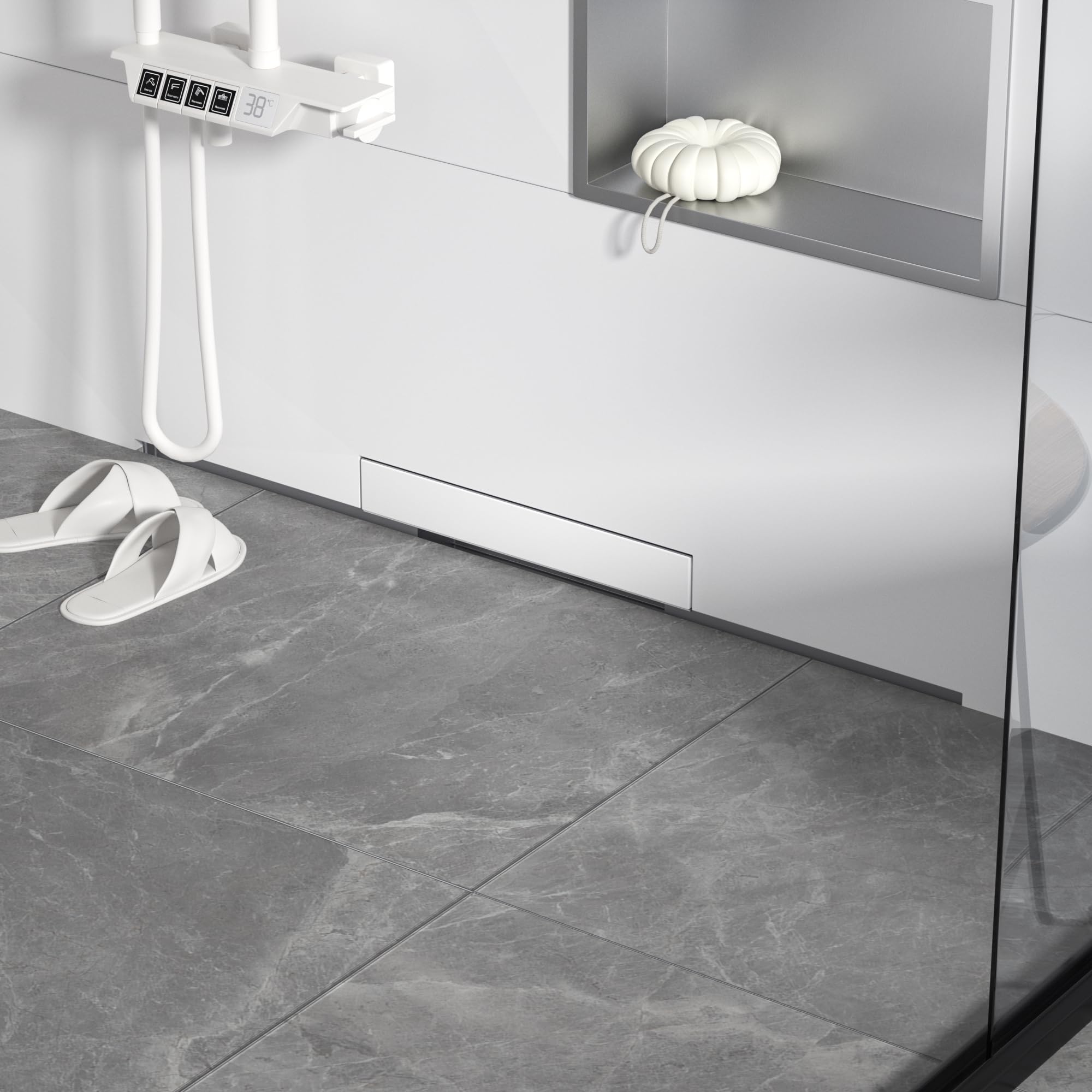 Bernkot Linear Wall Drain 30’’, 304 Stainless Steel Side Drain w/Tiled ...