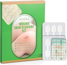 AUSLKA Wound Closure Strips - 6 Pcs Butterfly Bandages for Wound Closure - Zip Stitch Wound Closure Strips - Skin Closure Strips - Emergency Laceration Closure Kit - Outdoor Home Work