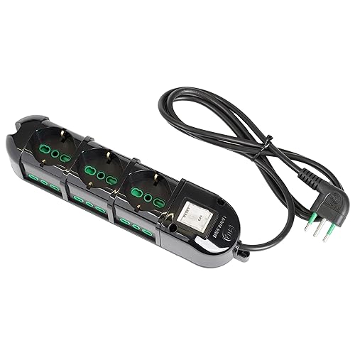 Immagine del prodotto FANTON 481234-B Multipresa 3 presa bivalente ciabatta elettrica per spine italiane grandi e tedesche 6 presa bivalente laterali per spine piccole/grandi