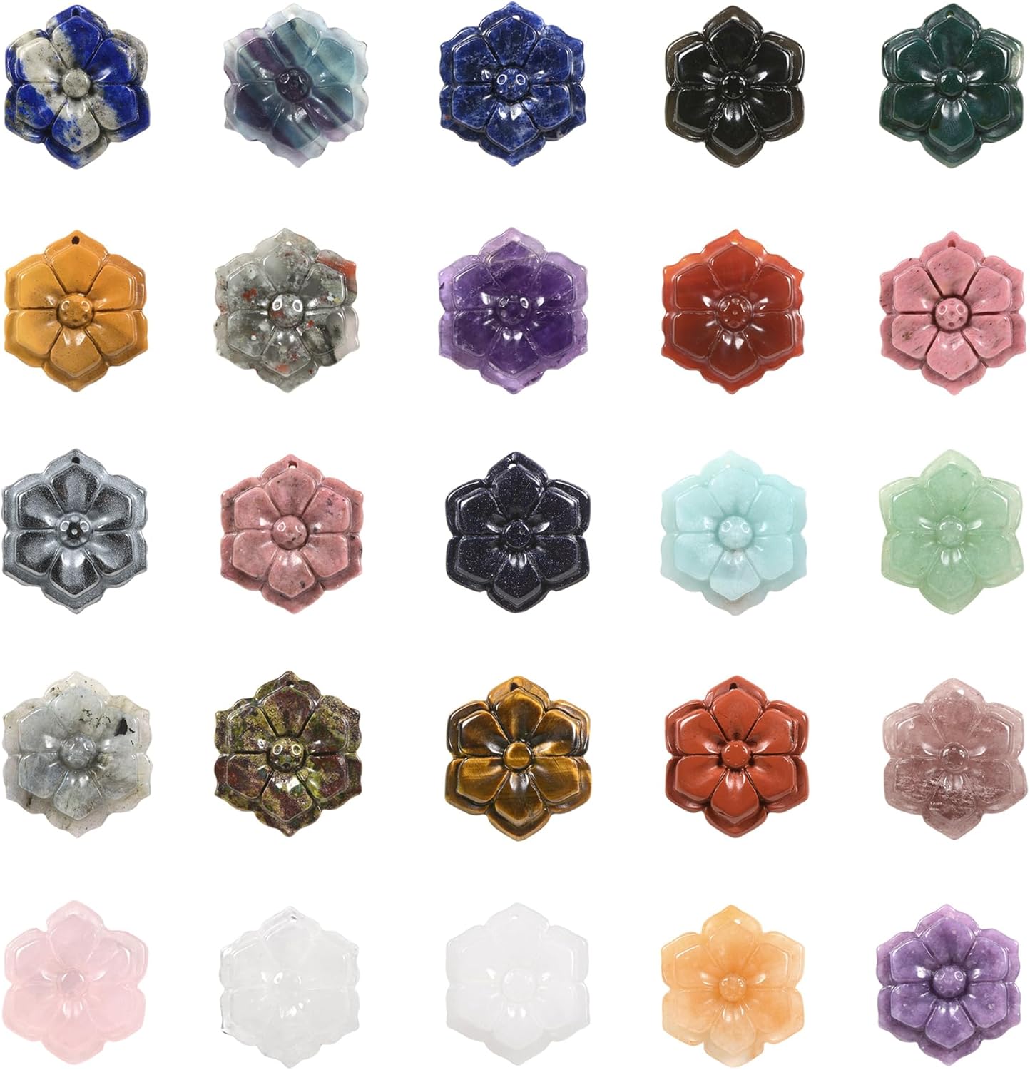 Justinstones Wholesale Gemstone Carved Flower Fashion Crystal Pendant Bead 1.38 inch For DIY Jewelry Making