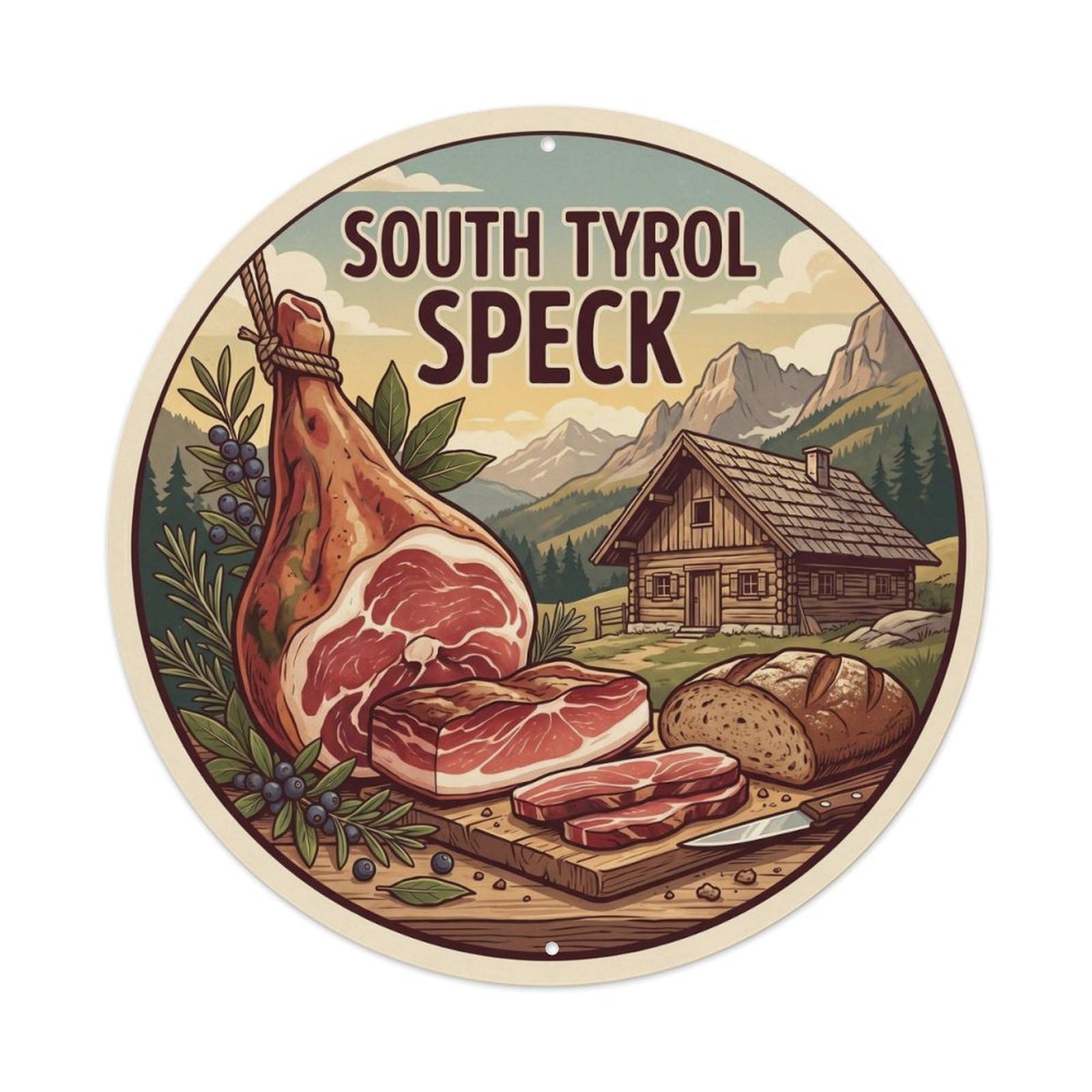 Olhnbad Style Cuisine Culture South Tyrol Speck Travel Retro Metal Tin Sign