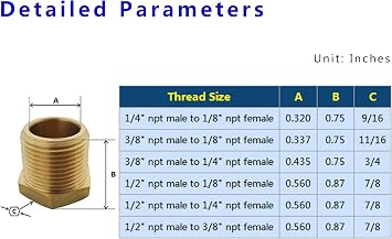 1/2 NPT Male x 1/4 NPT Female Brass Bushing Reducer Reducing Pipe Adapter Fitting 5pcs 1200 PSI