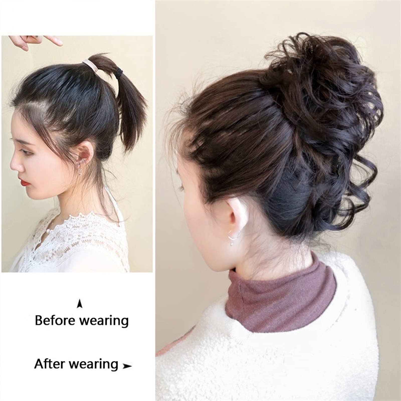 Elastici per capelli disordinati, extension per chignon, capelli ricci e ondulati, per donne, coda di cavallo, accessori per chignon, biondo Elastici per capelli disordinati, extension per chignon, capelli ricci e ondulati, per donne, coda di cavallo, accessori per chignon, biondo