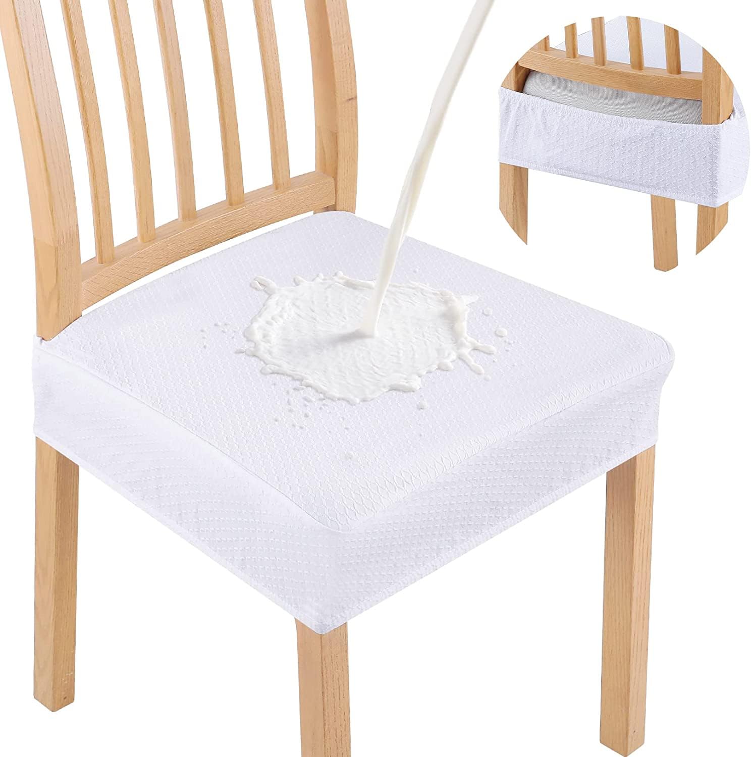 Stuhlhussen Weiß Stuhlbezug Sitzfläche Spandex Stretch-Sitzbezug Stuhl,Abnehmbar und Waschbar,Küche Stuhlbezüge Esszimmer Stuhl Überzug Stuhl Bezug Hochzeit
