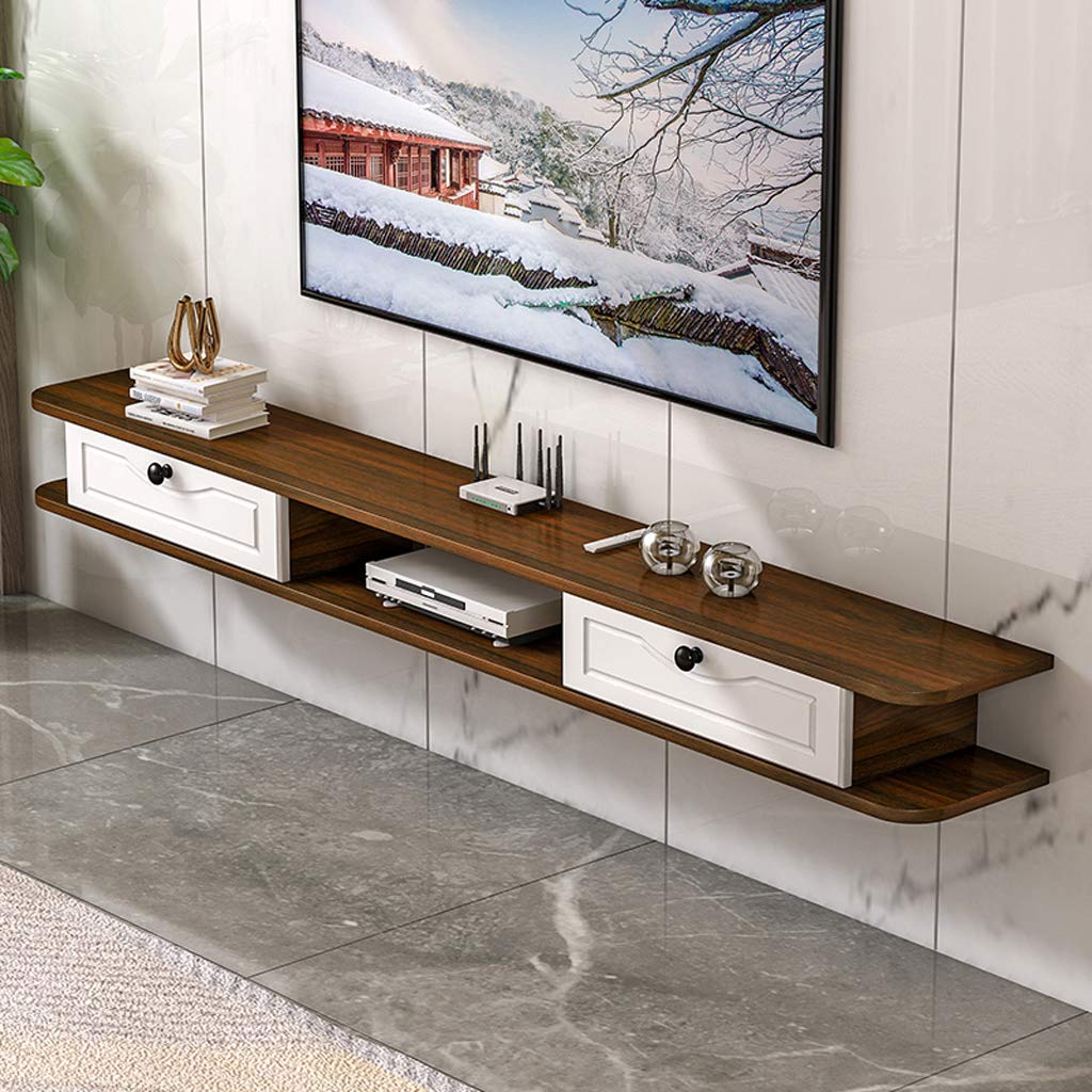 Mobile porta TV sospeso, mensola a muro, mensola sospesa, mobile porta TV a parete, sfondo per TV, mensola a muro, supporto per TV, console multimediale, mobiletto portaoggetti (marrone 140 cm)
