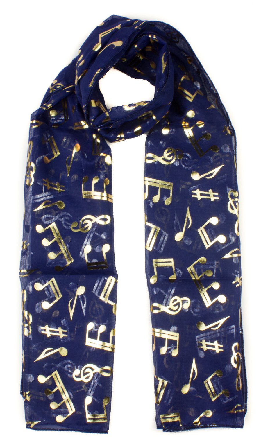 Mytoptrendz® Treble Clef Music Note Print Chiffon Scarf (Navy Blue)