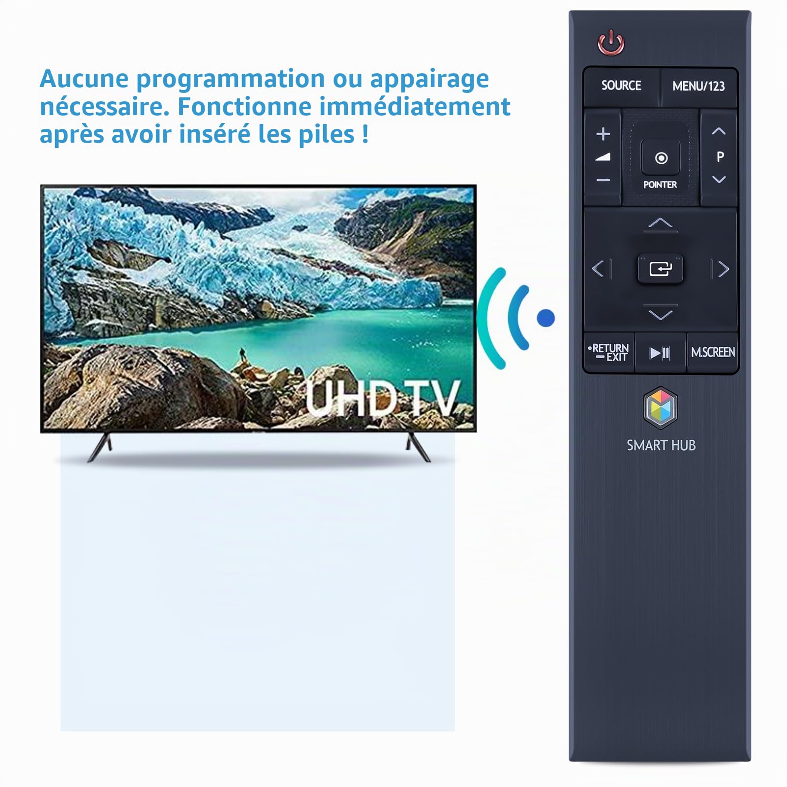 Télécommande vocale BN59-01220D compatible avec Samsung HUB Smart TV BN59-01220E BN59-01220G BN59-01220B TM1580 TM1560