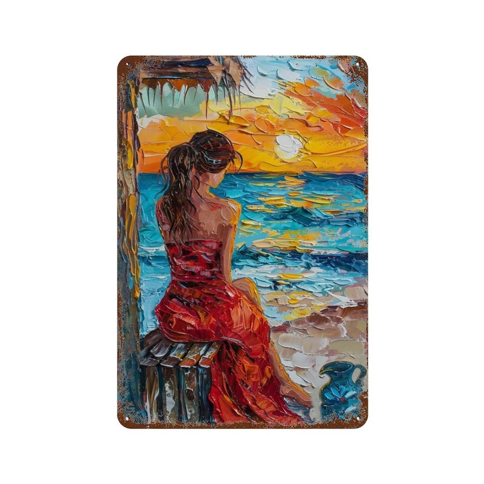 HDURYEYRYY Sunset By The Shore Hut 04 Wall Retro Iron Vintage Art Metal Tin Sign Poster Modern Home Cofffee Club Art Bar Shop Decor 30x20cm