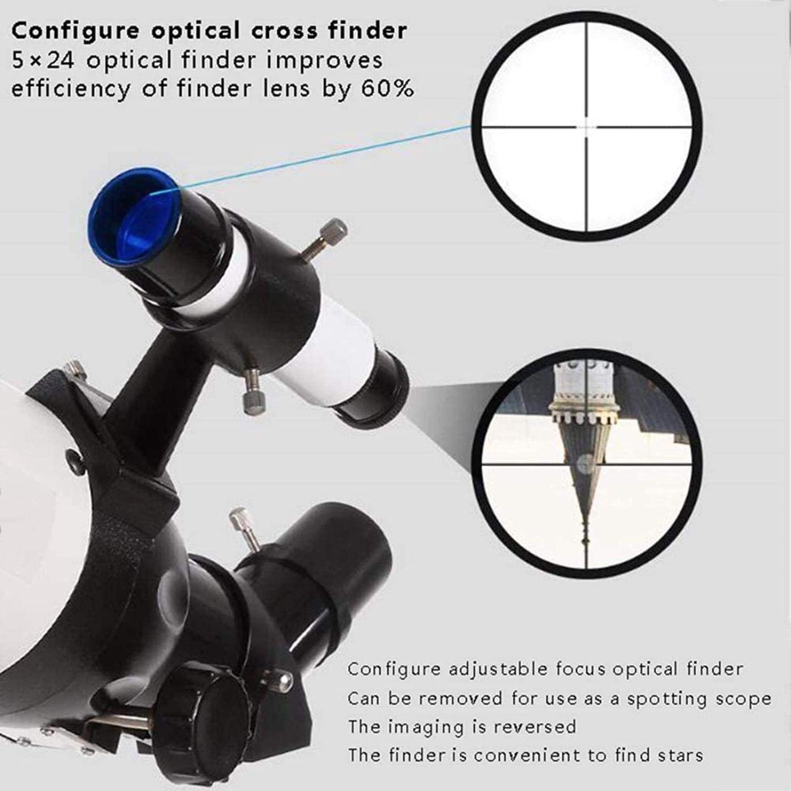 Télescope astronomique réfracteur à Monture AZ Ultra HD, Ouverture de 80 mm, 400 mm, pour débutants - Télescope de Voyage, pour intérieur/extérieur