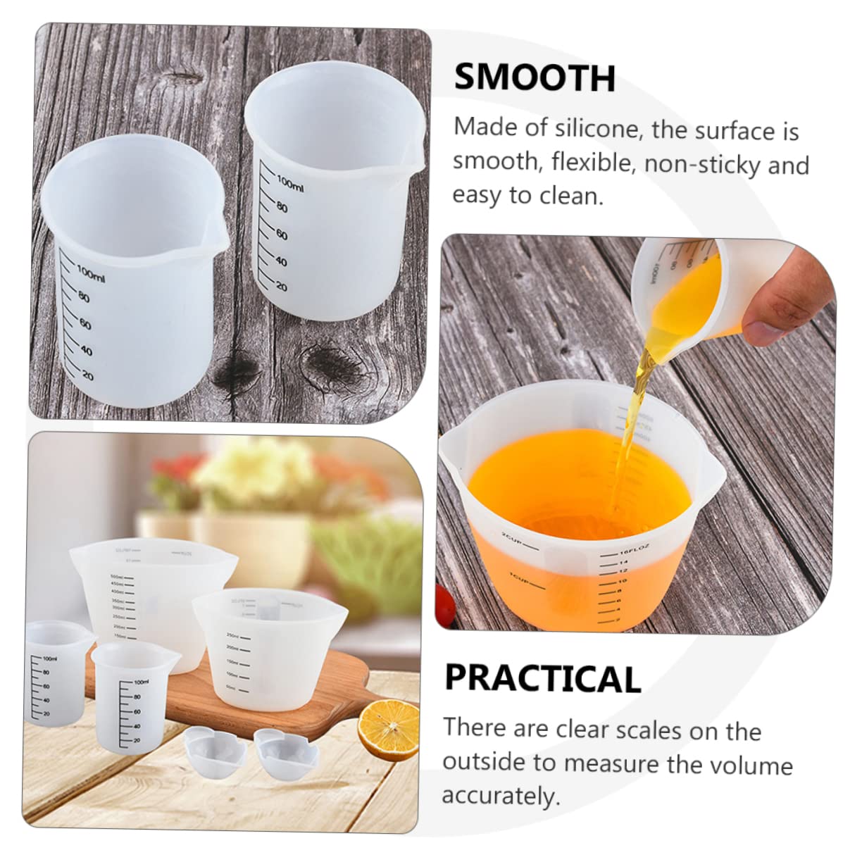 IMIKEYA 8pezzi Misurini Silicone Graduati Include Per Cucina e Laboratorio Facile Da Pulire e Riutilizzabile Misure Chiarper Liquidi e Colle