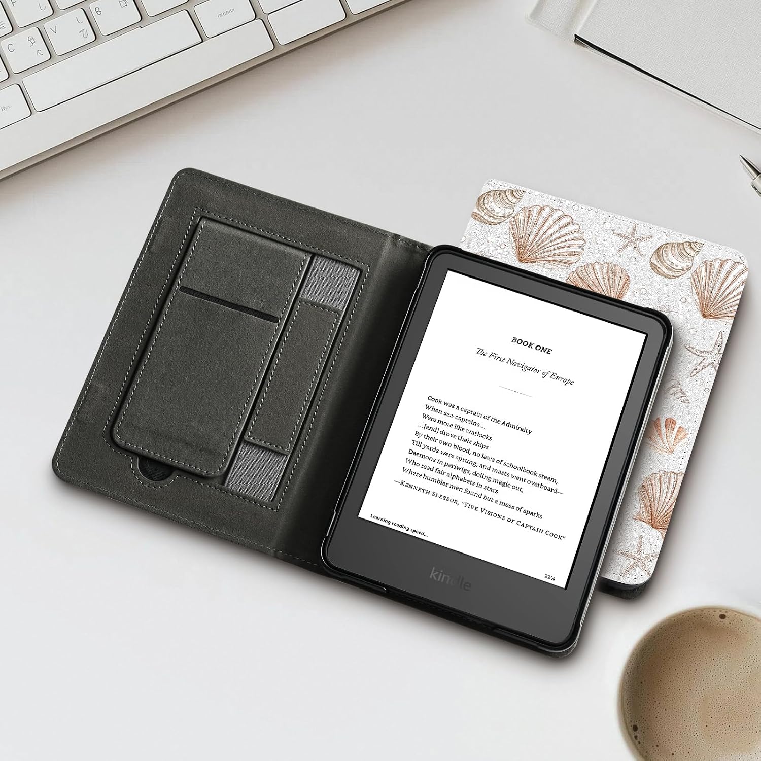 Idocolors Cute Case for 7" Kindle Paperwhite (12th Gen-2024), Slim Foldable Stand PU Shell Cover with Auto-Wake/Sleep & Hand Strap for Kindle Paperwhite 2024, Shell