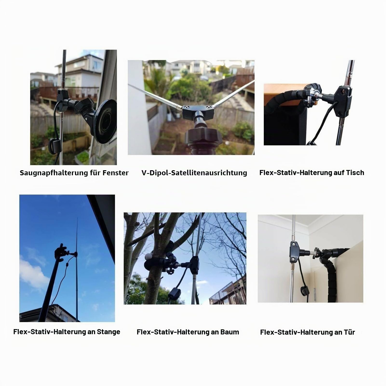 FTVOGUE SDR-Dipolantenne für Anfänger, mit Saugnapf, SMA, 60cm Kabel