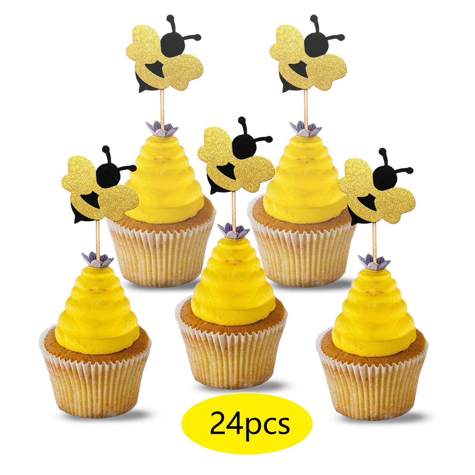 Set De Envoltorios Para Cupcakes Con Diseño De Abejas De Miel, image size:1600x1600