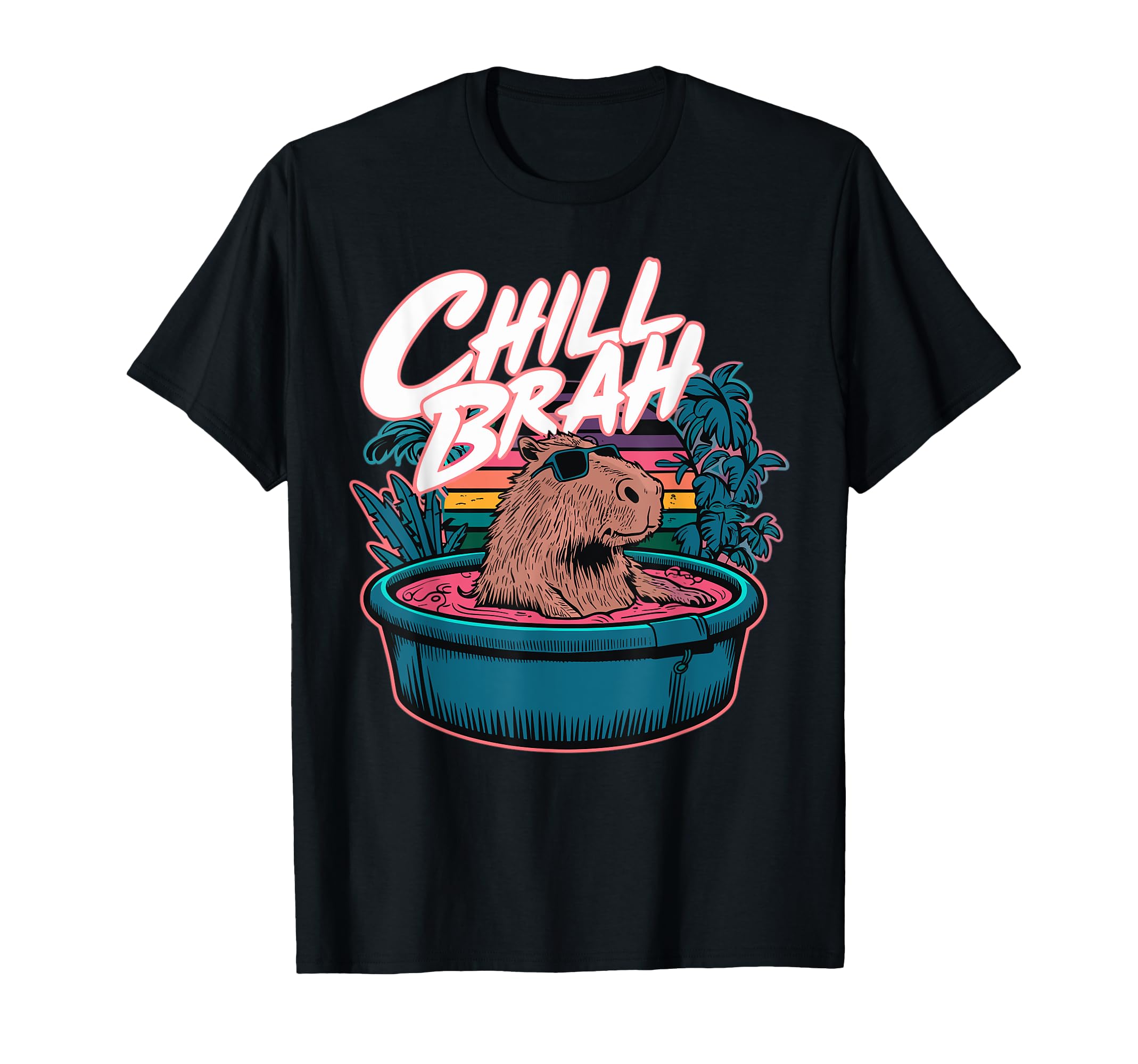 Funny Chill Brah Capybara In A Hot Tub T-Shirt