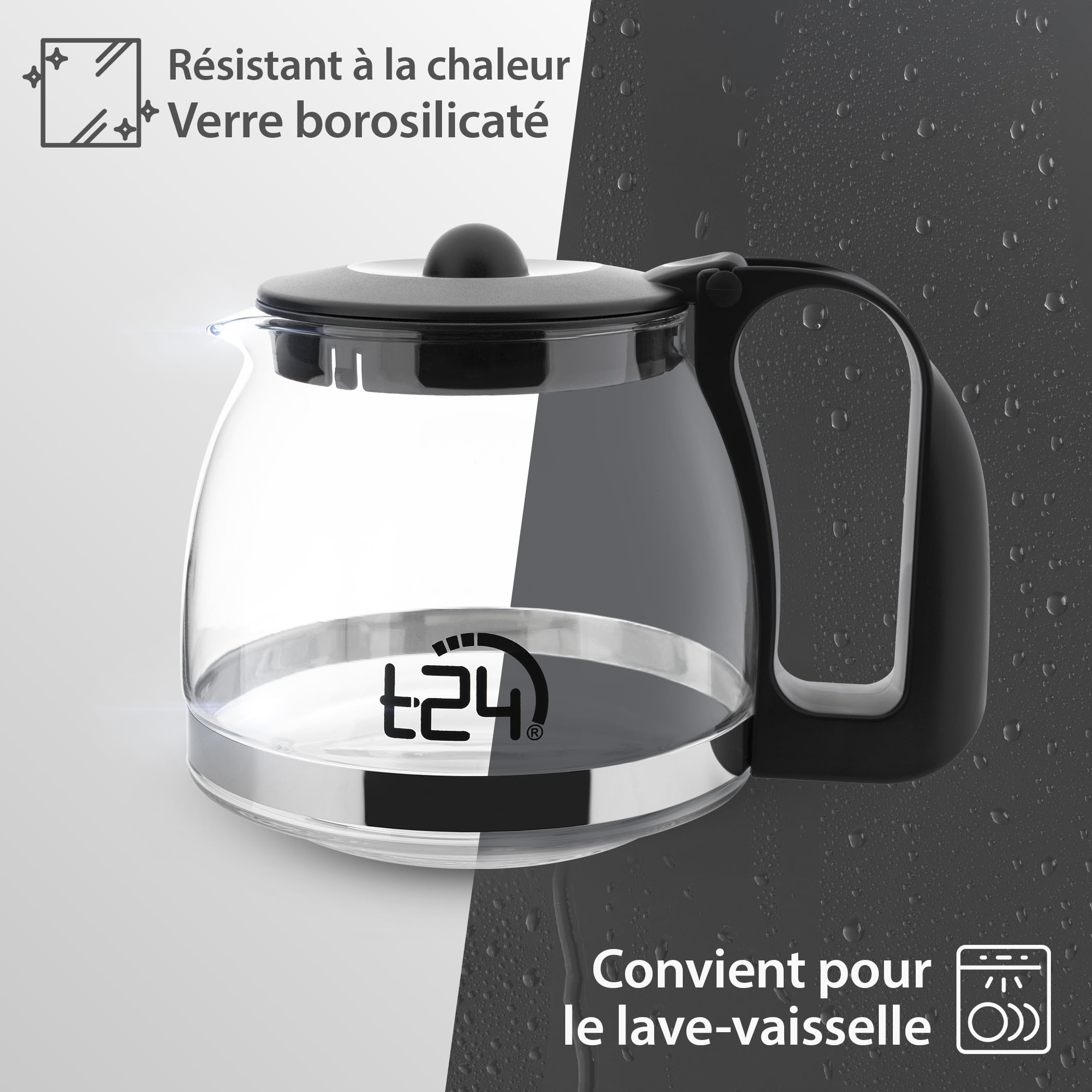 T24 Glass Teapot with Strainer Attachment, Heat-Resistant, Removable Stainless Steel Filter Strainer - Image 3