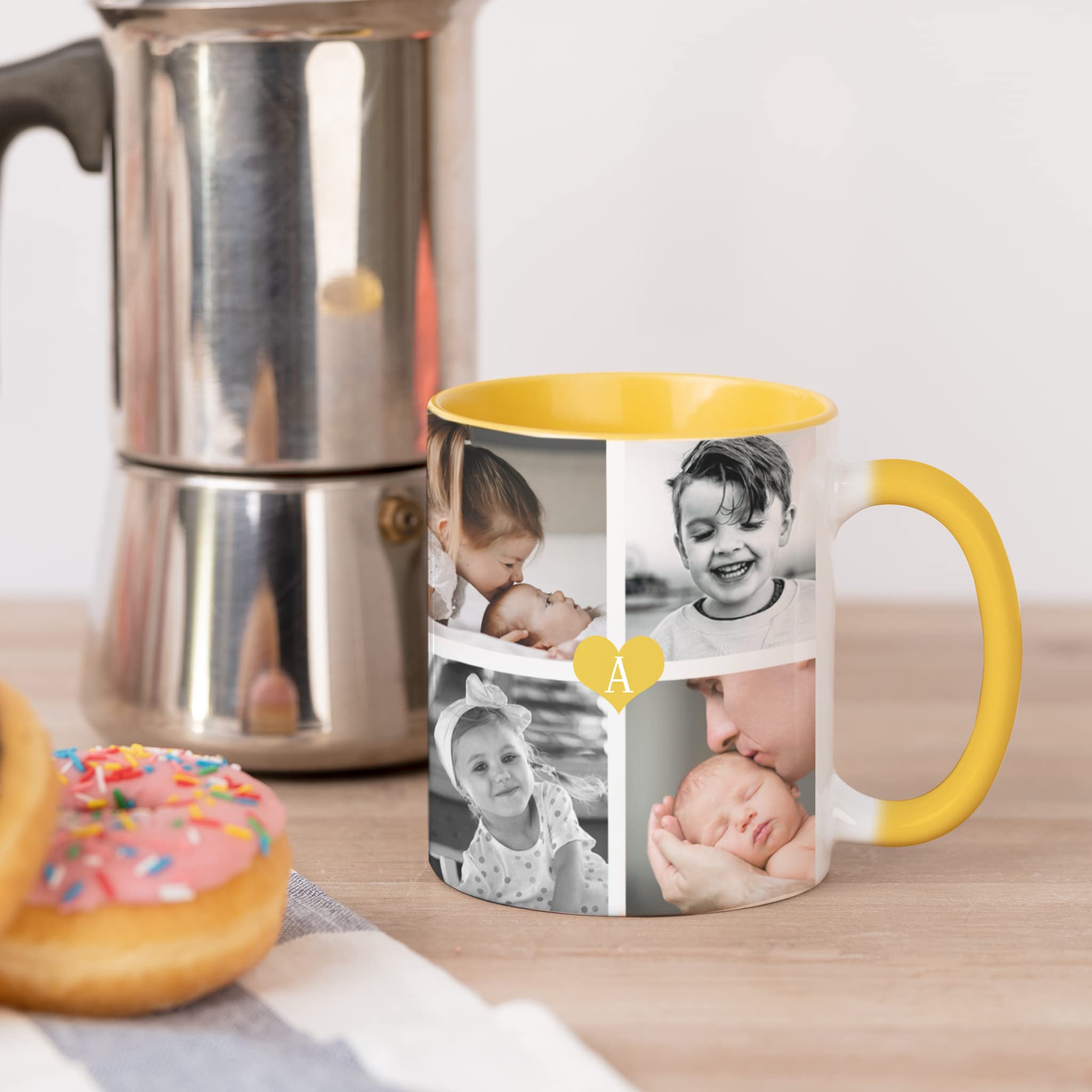Wanapix | Tazza Personalizzata Con Foto e Testo | 325 ml | Tazza Personalizzata Ceramica | Mug | Regalo Originale | GIALLO