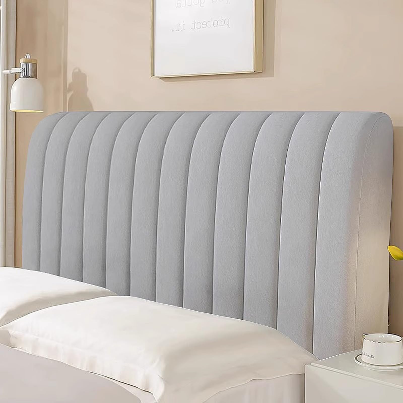 Bed Headboard Cover Padded, Thickened High-End Bedside Cover Slipcover Sets, Headboard Cover Velvet Padded Bed Headboard Slipcover Super King Protector Slipcover for Bed Headboard ( Color : Kujo light