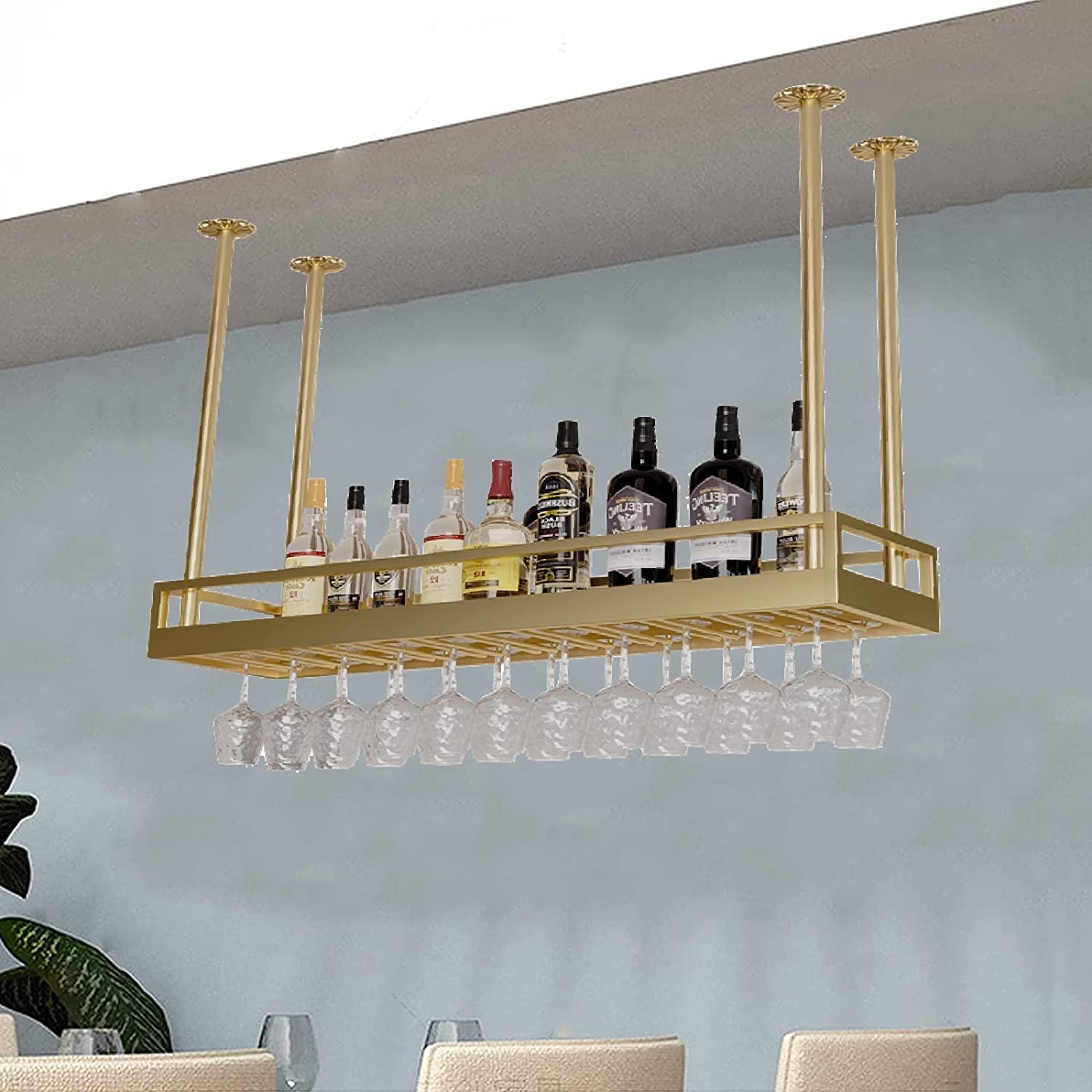 Porte-Bouteilles Suspendu Plafond : Étagères de Bar Flottantes pour une Cuisine Conviviale