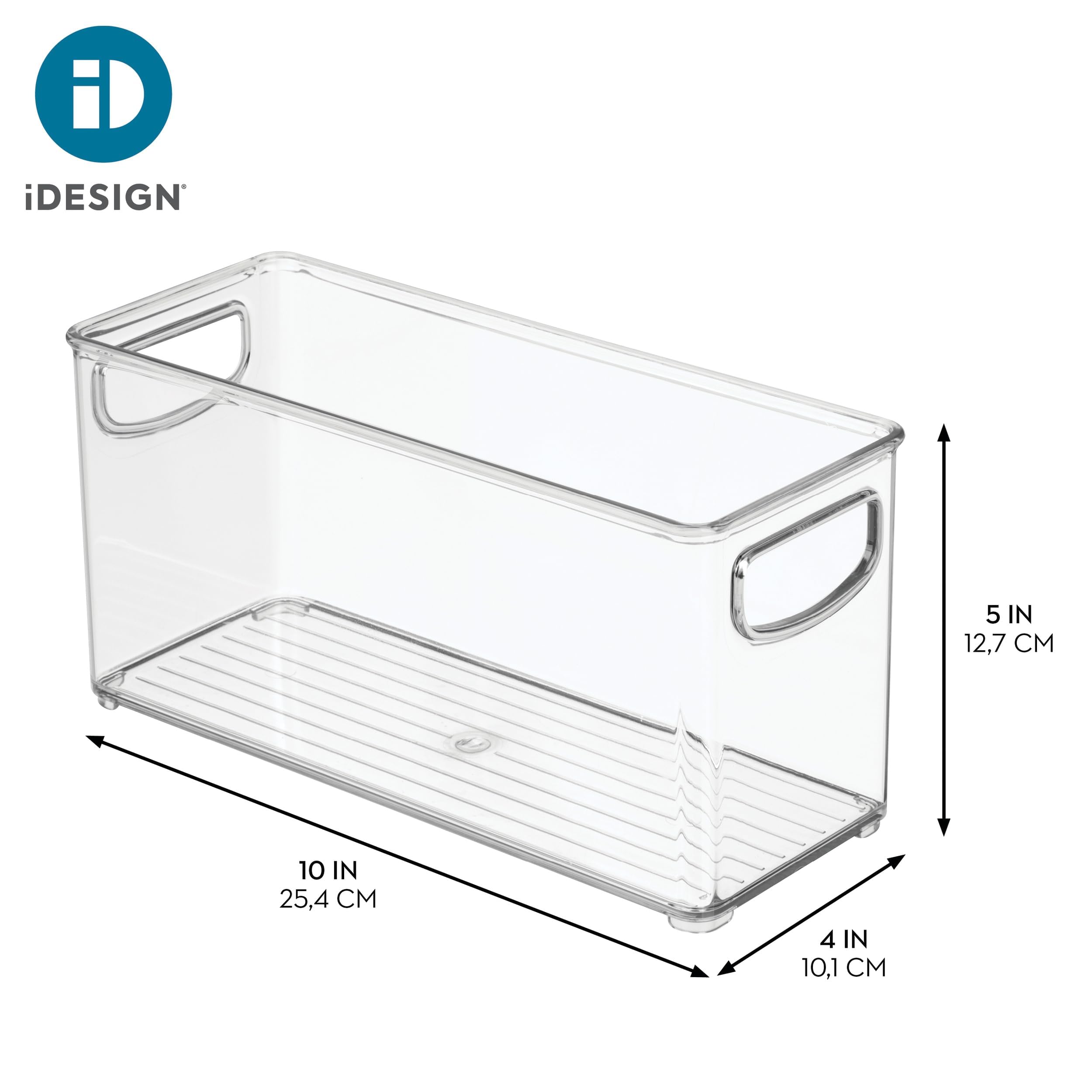 InterDesign iDesign - Contenedor apilable de plástico para despensa, con asas para armarios o nevera, juego de 2 unidades, transparente | Contenedor de almacenamiento con asas, para armarios o neveras