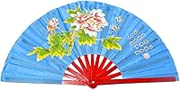 Vista 1 de Chino Kung Fu Tai Chi Fan Arts Dance/Practice Performance Bamboo Plegable Fan Peony Flower Pattern (azul)