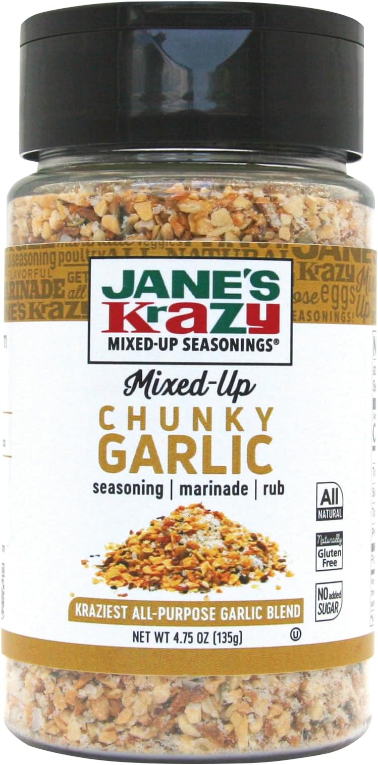 Jane's Krazy Chunky Mixed-Up Garlic Seasoning, 4.75 Ounce (Packing may vary)