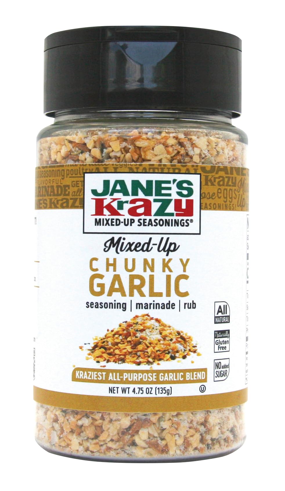 Jane's Krazy Chunky Mixed-Up Garlic Seasoning, 4.75 Ounce (Packing may vary)