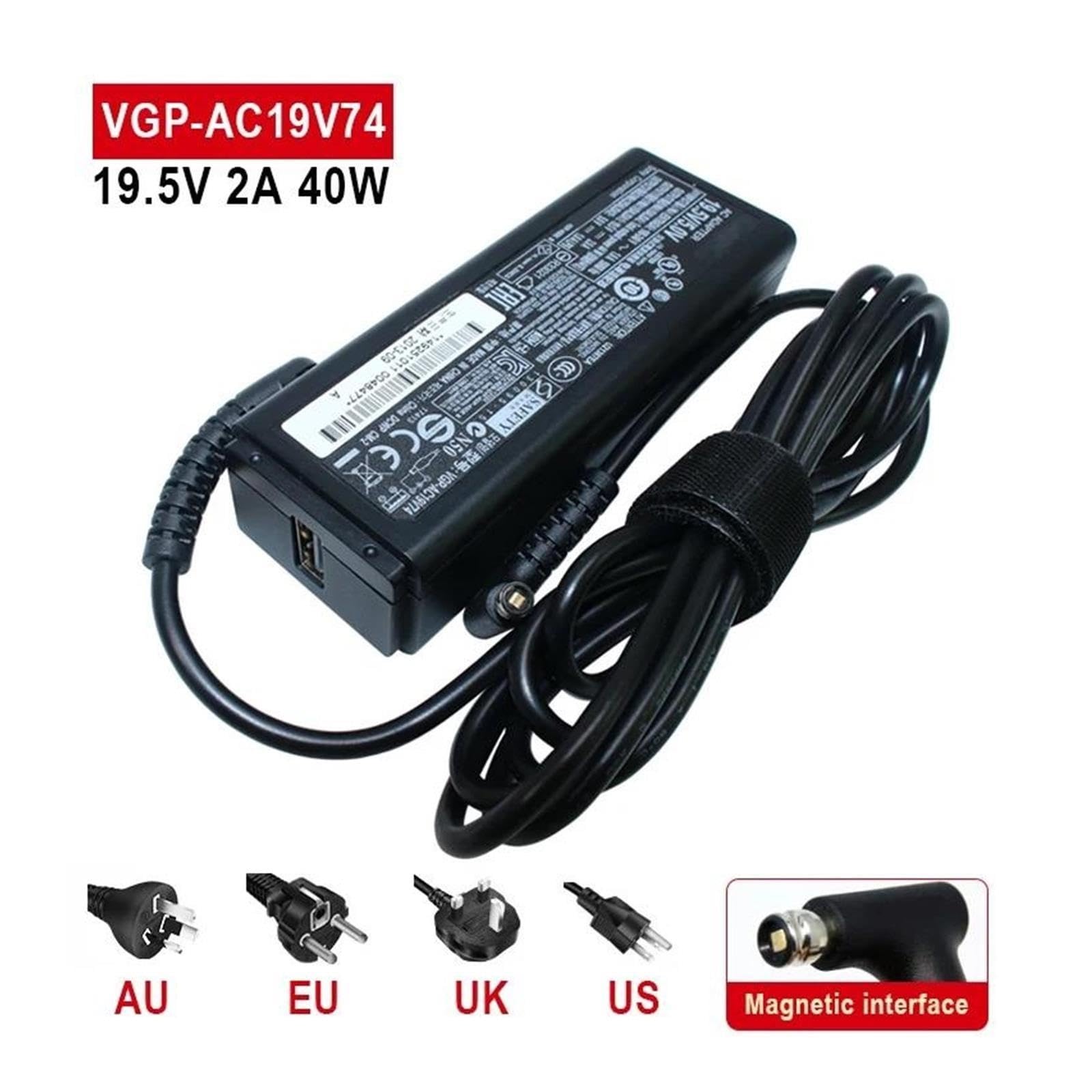Adaptador De CA De 19,5 V, 2 A, 40 W, VGP-AC19V74, Compatible con Sony, TAP11 13A SVT11219 SVF11NA1GW SVF13NA1UM VPCY216GX VPCM121AX F11A, Cargador De Ordenador Portátil(UK Plug)