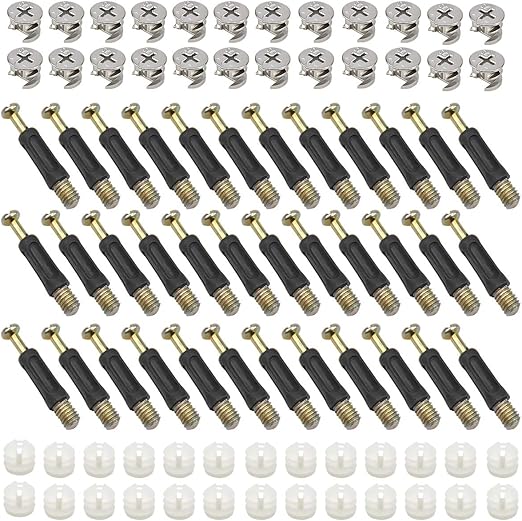 50 Pcs Cam Bolt Nut and Dowel Furniture Connector Hardware Fixing