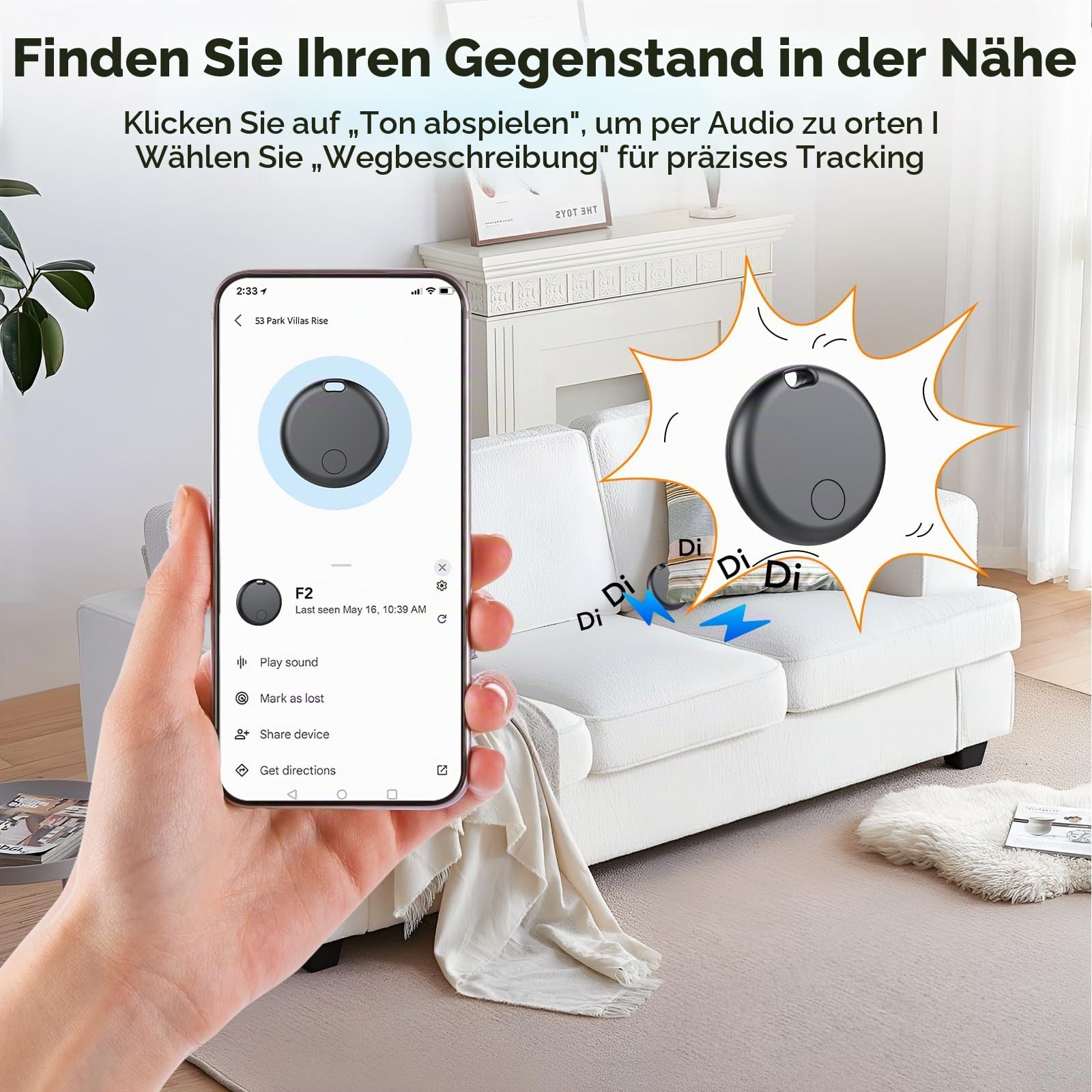 Smart Tracker Tag Android, Bluetooth Schlüsselfinder | kompatibel mit Google Find Hub (NUR Android), Air Tracker Tag Schlüsselanhänger für Koffer, Schlüssel, Gepäck (4er-Pack)