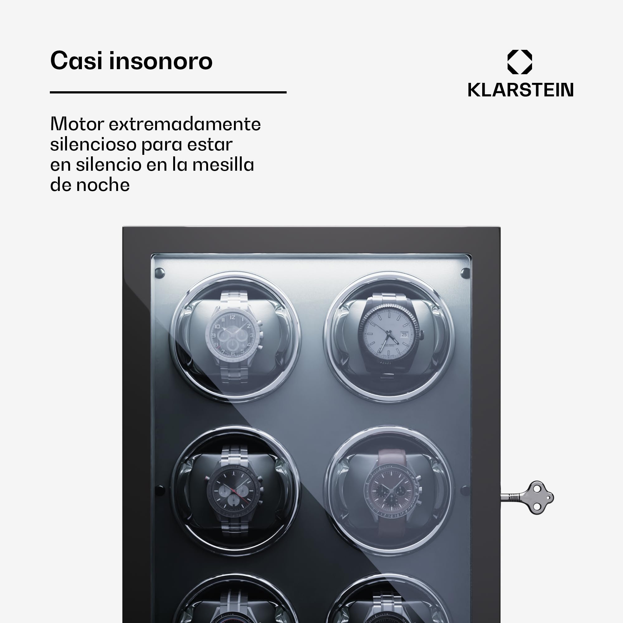 KLARSTEIN Caja, para 6 Relojes, Vitrina Acrílico, Joyeros, 5 TPD, Caja Relojes Acrílico, Expositor para dar Cuerda Reloj, Relojero Organizador Grandes, Organizadores