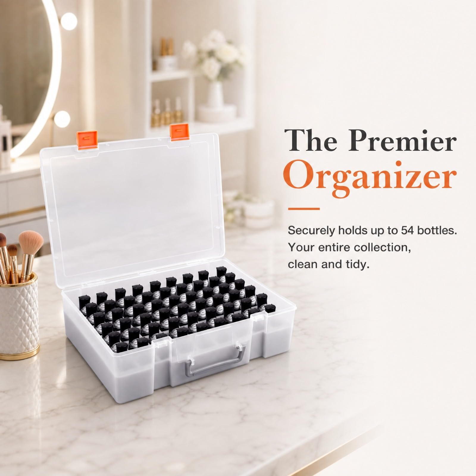 ALCYON Soporte y Organizador Universal para Esmalte de uñas Que Contiene 54 Botellas para Gellen, para Beetles, para Sally Hansen, para OPI, para Essie y Otros esmaltes de uñas (Solo una Funda)