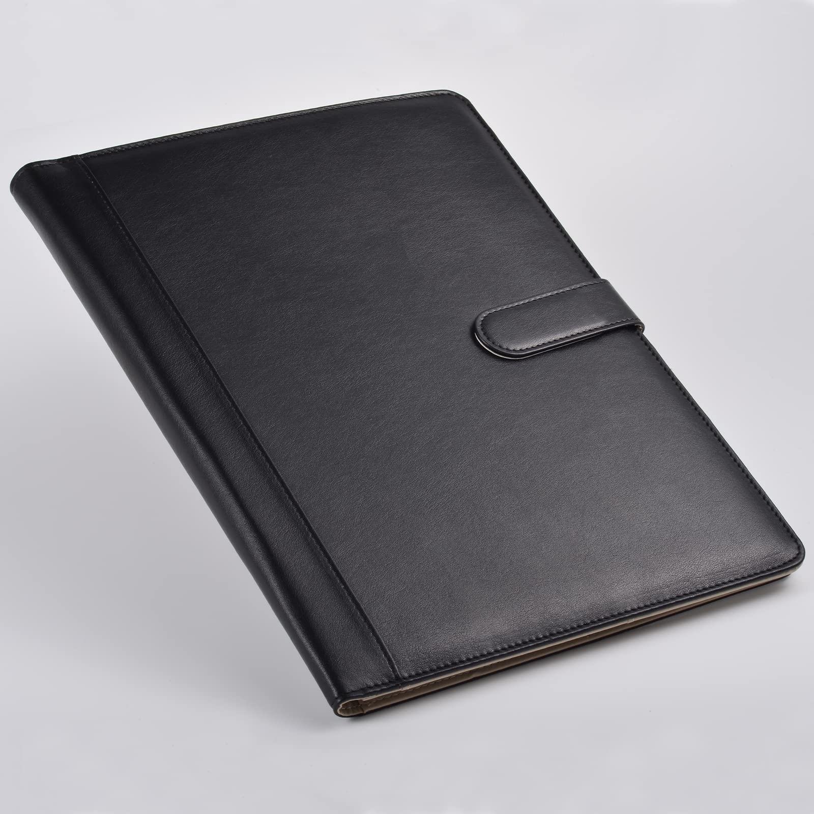 Porte-bloc A4 en cuir synthétique avec bloc-notes A4, organiseur pour téléphone portable, porte-cartes de visite, avec fermeture magnétique, étanche, porte-documents pour bureau, noir