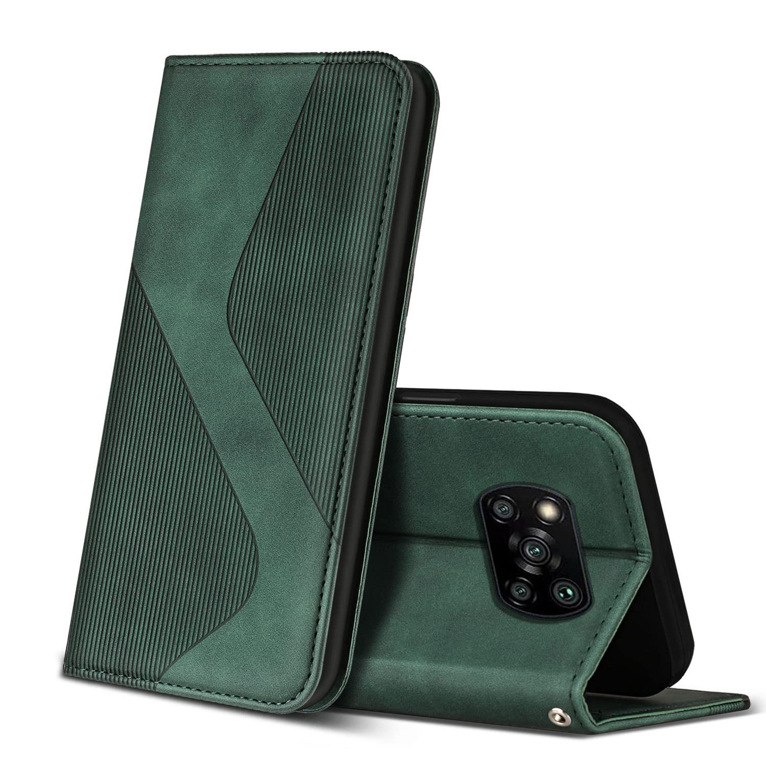 HAOTIAN Leder Flip Case Für Xiaomi Poco X3 NFC/Pro – PU/TPU Klapphülle Mit Standfunktion & Kartenschlitzen (Blau)