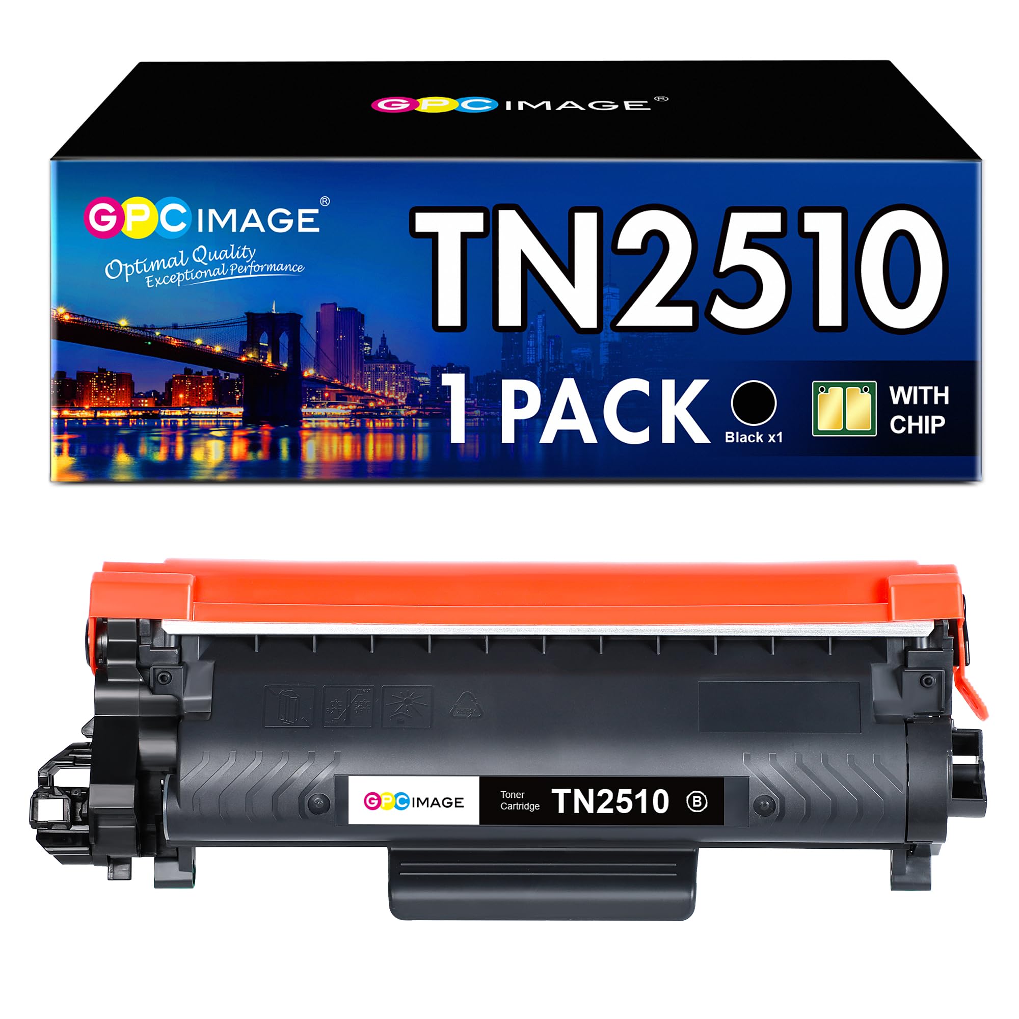 GPC Image TN2510 TN-2510 Cartuccia di Toner Compatibili per Brother TN 2510 TN2510XL per MFC-L2800DW L2827DW L2860DW L2835DW HL-L2400DWE L2445DW L2447DW DCP-L2660DW L2620DW L2665DW (1 Nero)