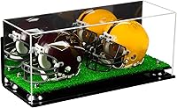 Vista 54 de Better Display Cases Acrílico 2 Mini casco de fútbol (no tamaño completo) vitrina con base de césped transparente (V46/A019)