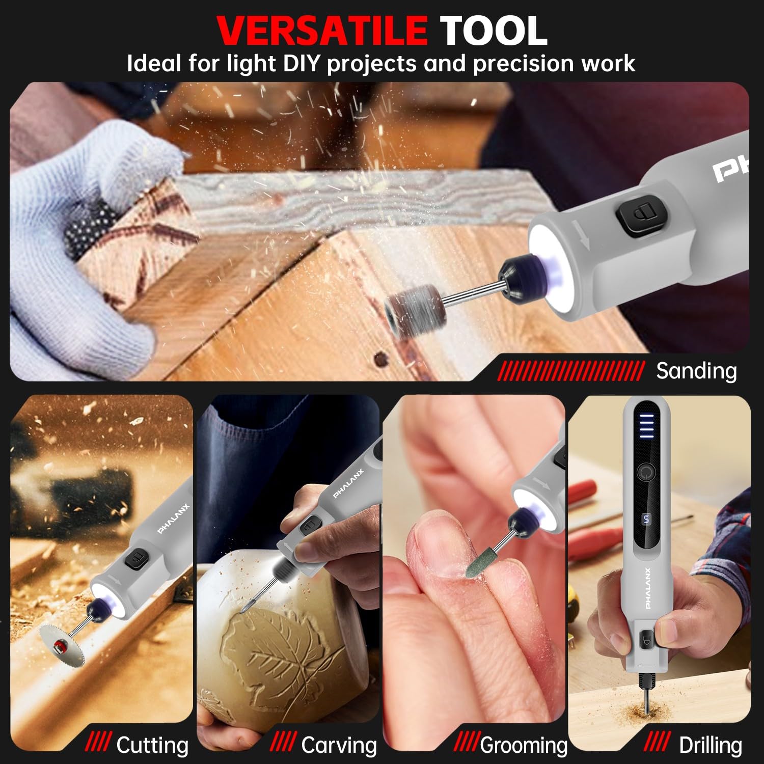 DEPSTECH Rotary Tool Cordless Kit, 30000RPM Multi Power Carving Tools - View #13